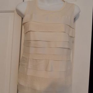 Ann Taylor Layered front top, Cream, Size XSP  EUC